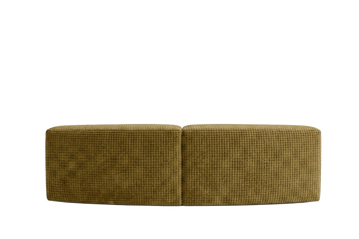 SOFA Round, Chenille-Stoff Cremona, Olive, GRETA - Olivgrün, Holz (294/70/89cm) - Kaiser Möbel