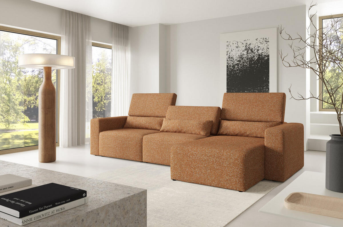 ECKSOFA Modular Premium Kupferfarben - Schwarz/Kupferfarben, Holz/Holzwerkstoff (315/172cm) - Furnisell