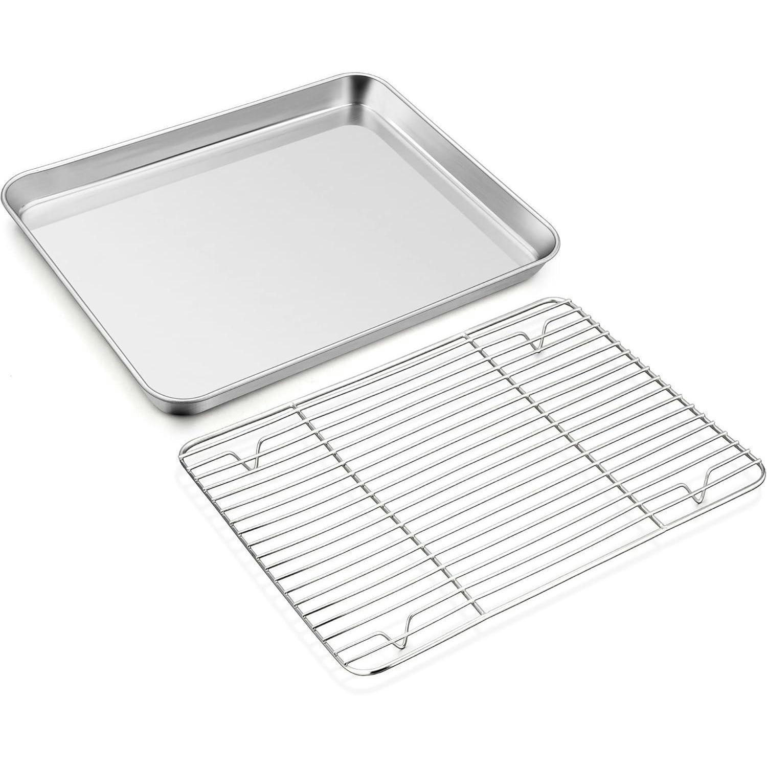 BACKBLECH mit Abkühlgitter Set 40.5 x 30.5 x 2.5 cm Edelstahl - Silberfarben, Metall (30.5/2.5/40.5cm)