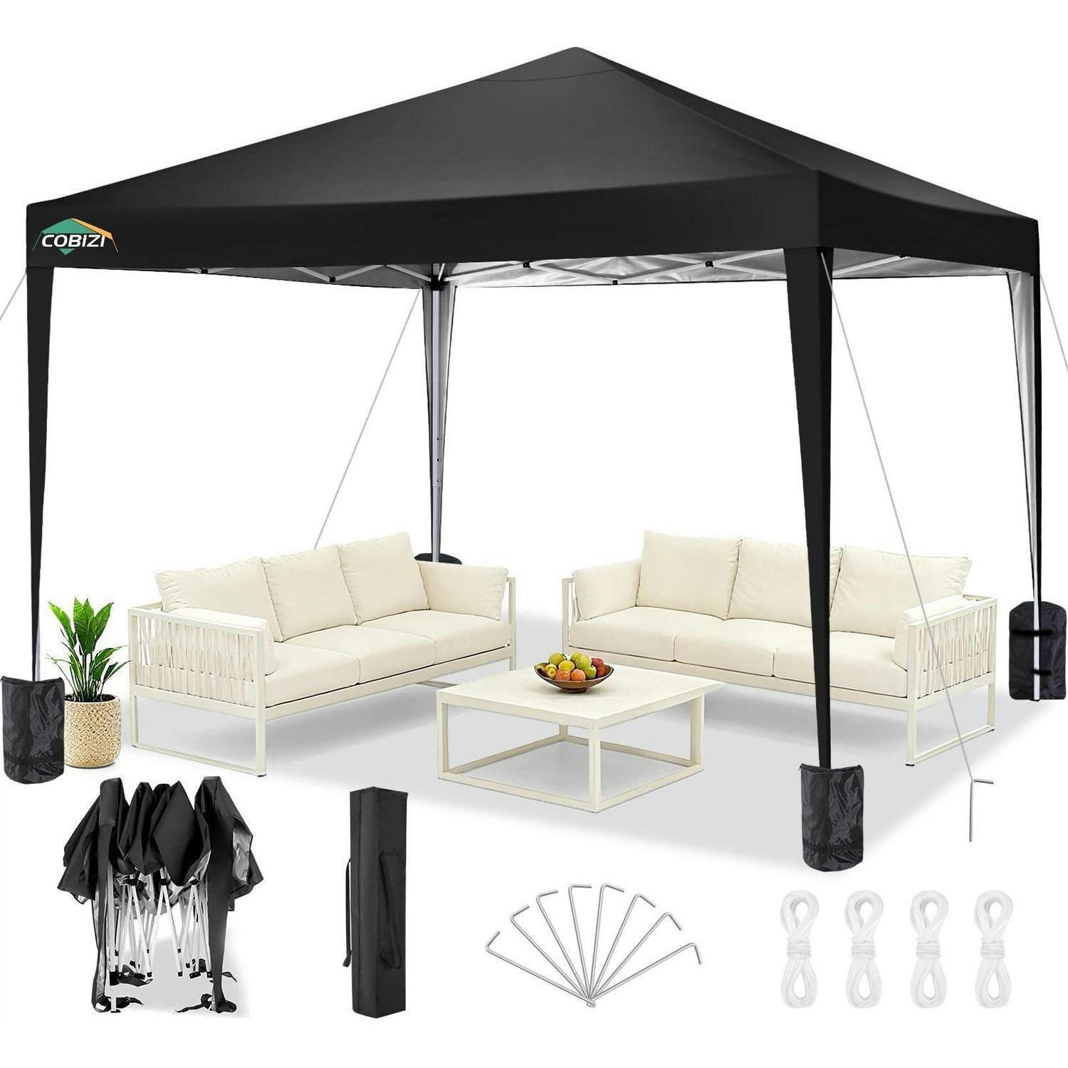 FALTPAVILLON 3x3m Wasserdicht UV-Schutz Schwarz - Schwarz, Textil (300/260/300cm)