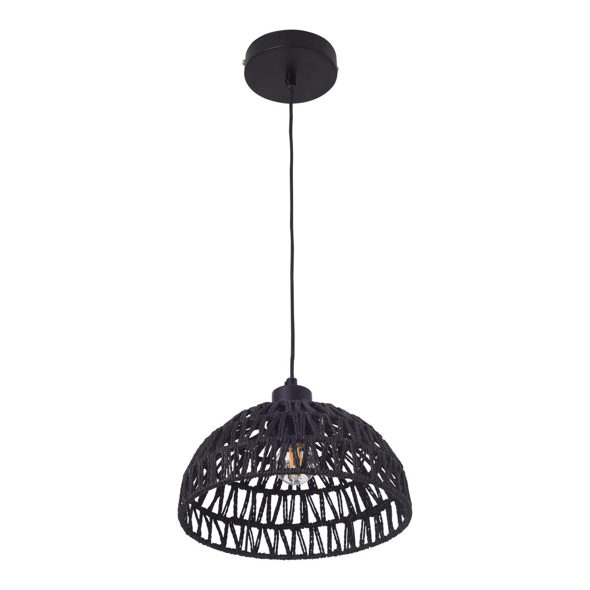 HÄNGELAMPE Alton - Schwarz, Naturmaterialien/Metall (25/25/156cm) - lux.pro