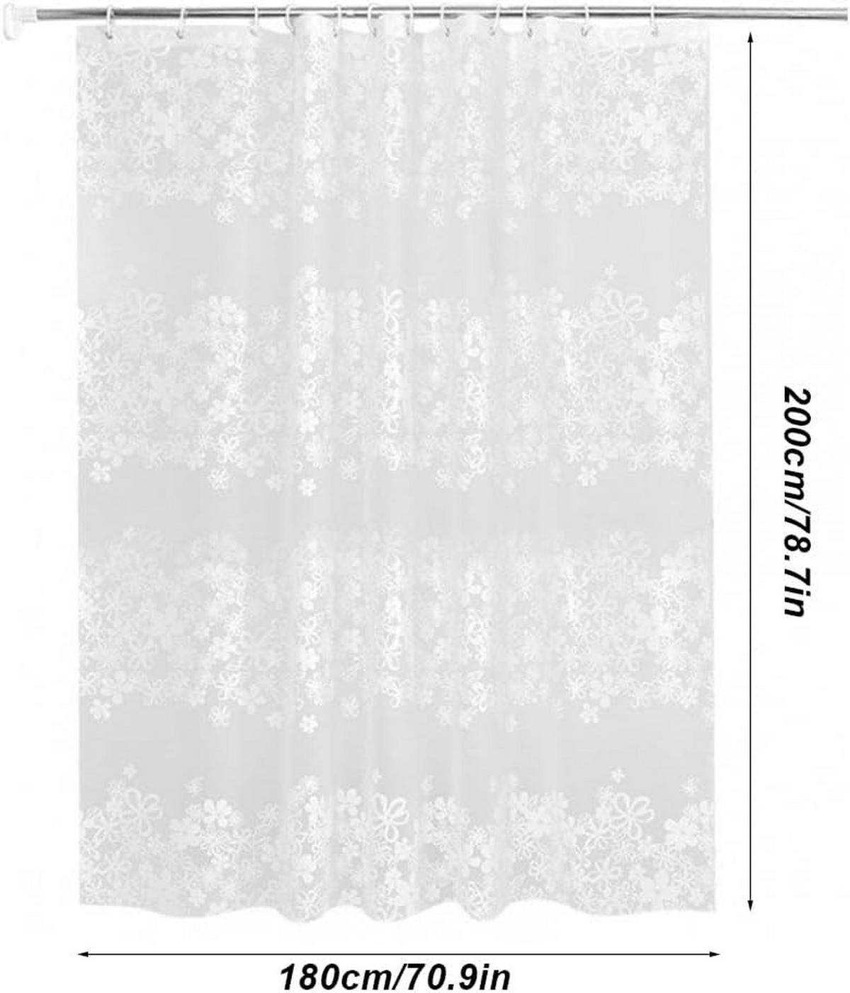 DUSCHVORHANG Weiß 180 x 200 cm Muster schnell trocknend schimmelresistent wasserdicht für Badewannen - Weiß, Kunststoff (180/200cm) - MCBOSON