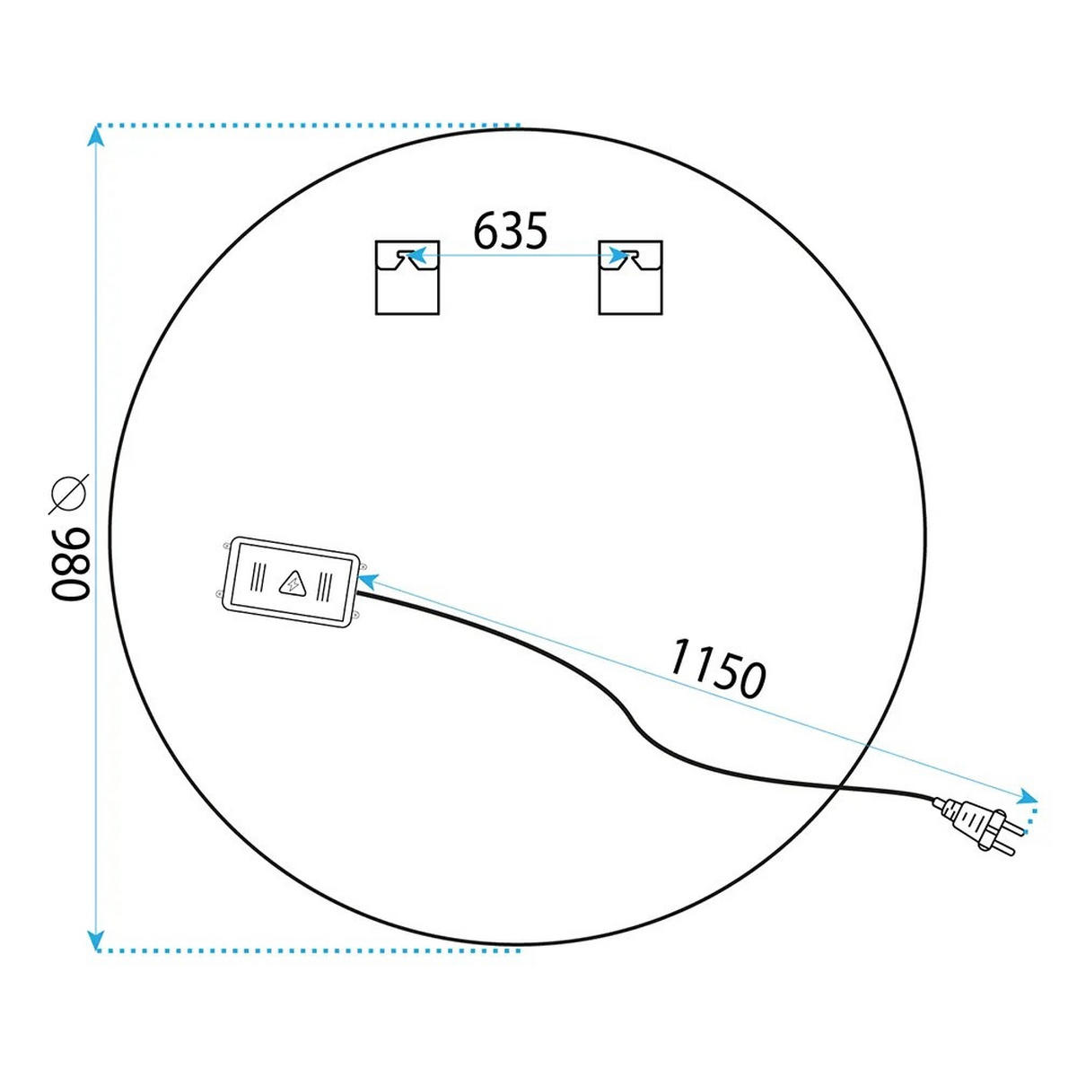 SPIEGEL Rea Led 100cm Bas - Transparent, Glas (98/98/2cm) - REA
