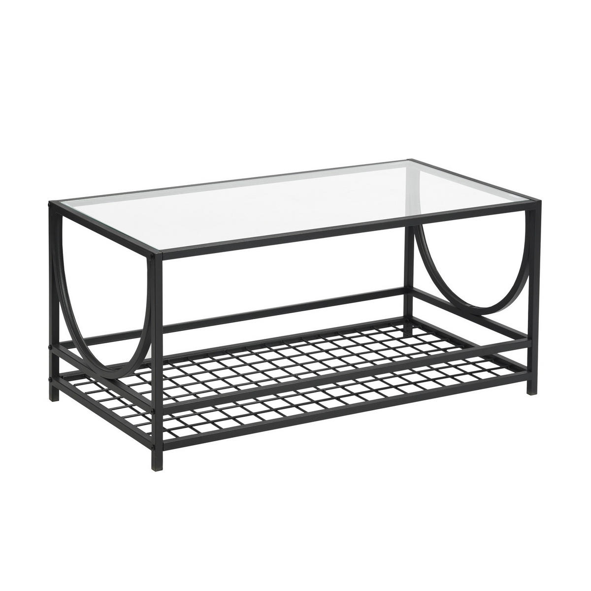 COUCHTISCH rechteckig Glas Schwarz - Weiß, Glas/Metall (90/45/42cm) - Urban Meuble