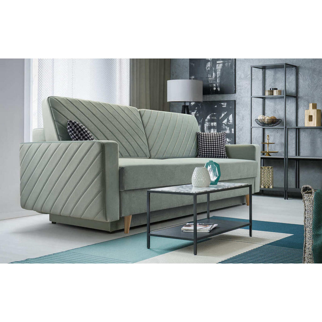 Thumbnail - Möblo Schlafsofa, Dunkelblau, Holz, 3-Sitzer, 230x96x97 cm, Wohnzimmer, Sofas & Couches, Schlafsofas