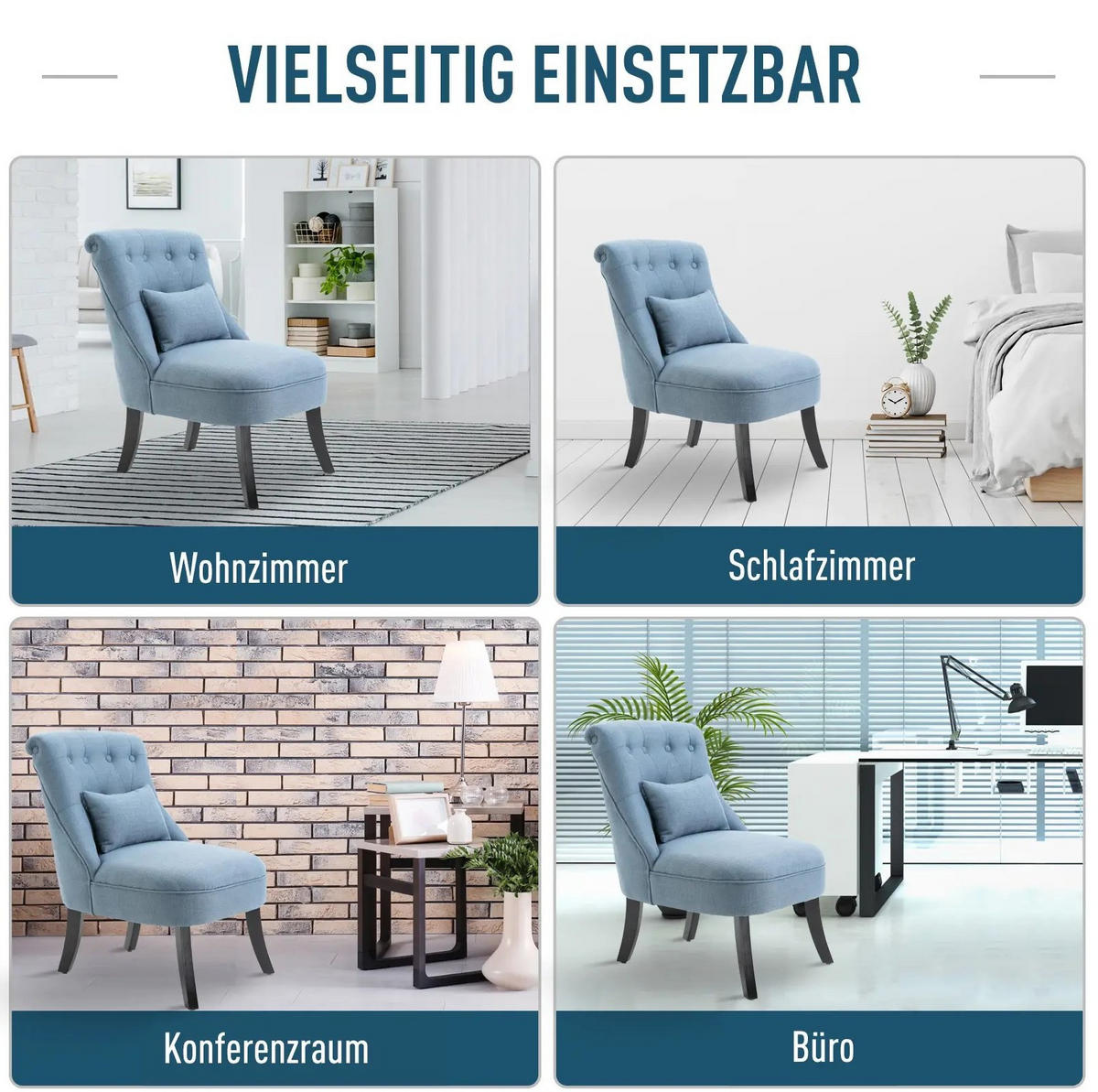 SESSEL 52,5/69/77 cm in Blau aus Leinen im Vintage-Stil - Blau, Textil (69/77/52.5cm) - Flora Grace