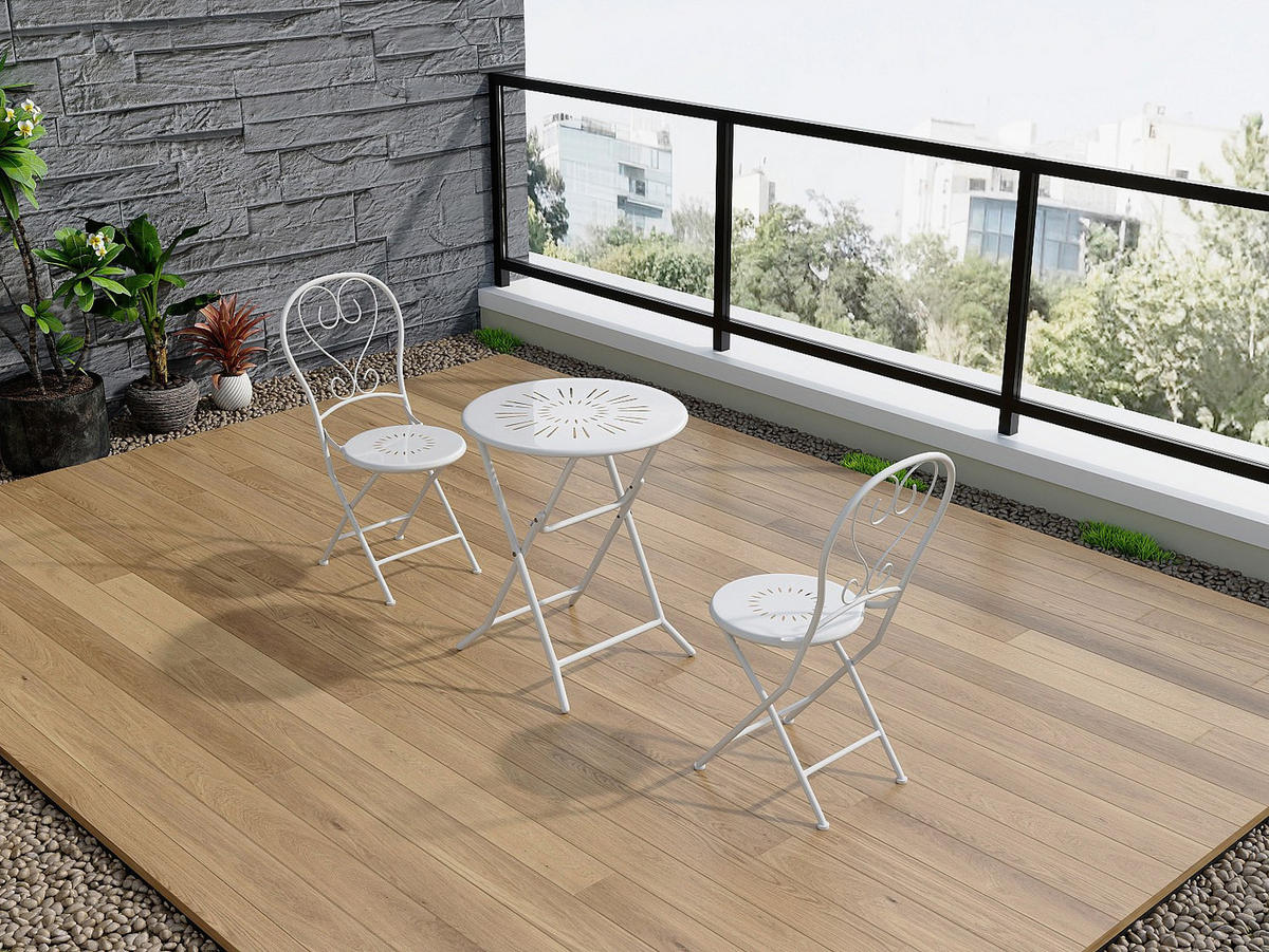 GARTENSTUHL - 41cm x 45cm - Stahl - weiß - GUERMANTES - Weiß, Metall (41/90/45cm) - Vente-Unique