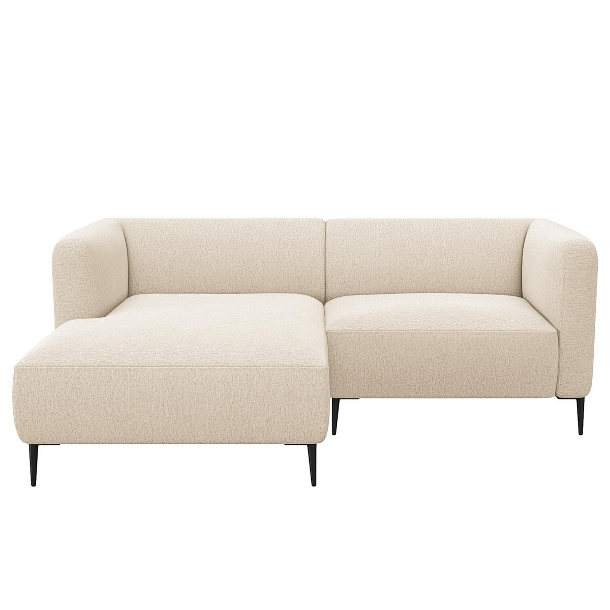 1,5-SITZER ECKSOFA mit Longchair - Beige/Schwarz, Textil/Metall (211/148cm) - home24