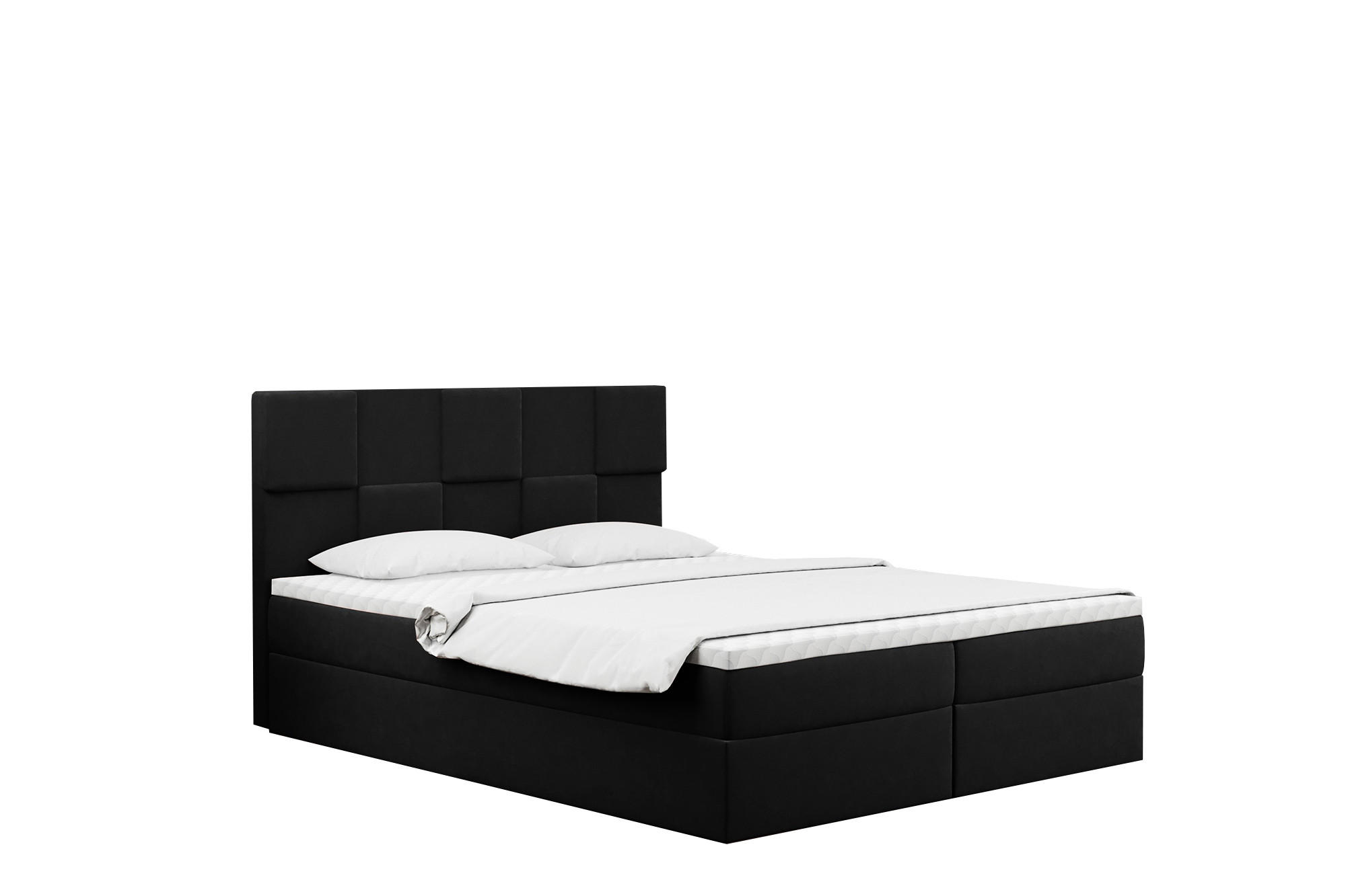 BOXBETT mit Bettkasten und Matratze CLARA Stoff Velvet Schwarz 140x200 cm H3-Bonell - Schwarz, Holz/Textil (140/200cm) - Kaiser Möbel