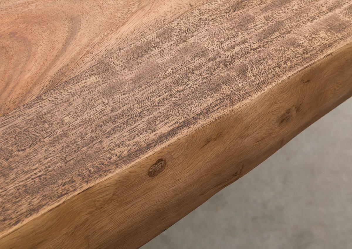 BAUMTISCH Sheesham 240x100x77 grau gebeizt / X-Beine anthrazit glänzend FREEFORM 5 - Grau, Holz (240/100/77cm) - Massivmoebel24