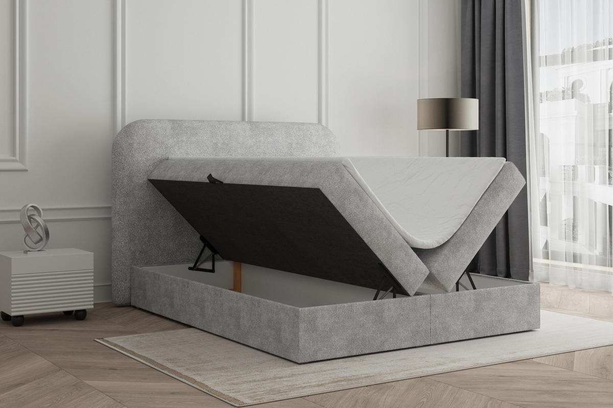 BOXBETT 160x200 - 07 Anthology 15 - Hellgrau - Hellgrau, Holzwerkstoff (160/200cm) - Möblo