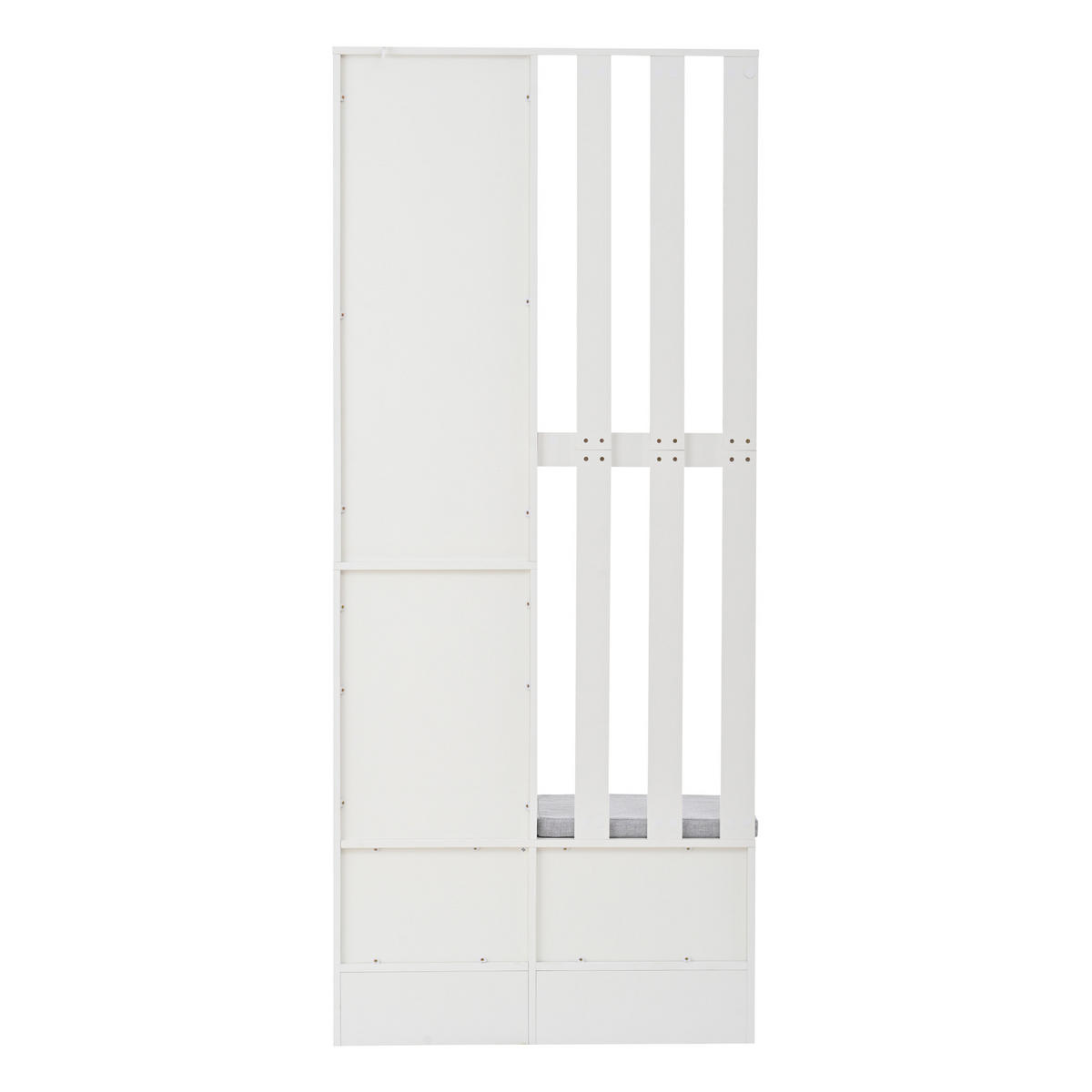 DIELENGARDEROBE 85/33,5/200 cm in Weiß mit 6 Haken und Schuhbank - Weiß, Holzwerkstoff (33.5/200/85cm) - BEAOK