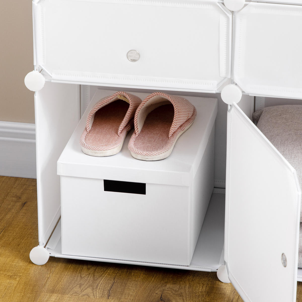 SCHUHSCHRANK Weiß 75/37/73 cm - Weiß, Kunststoff (75/73/37cm) - PANGIVO