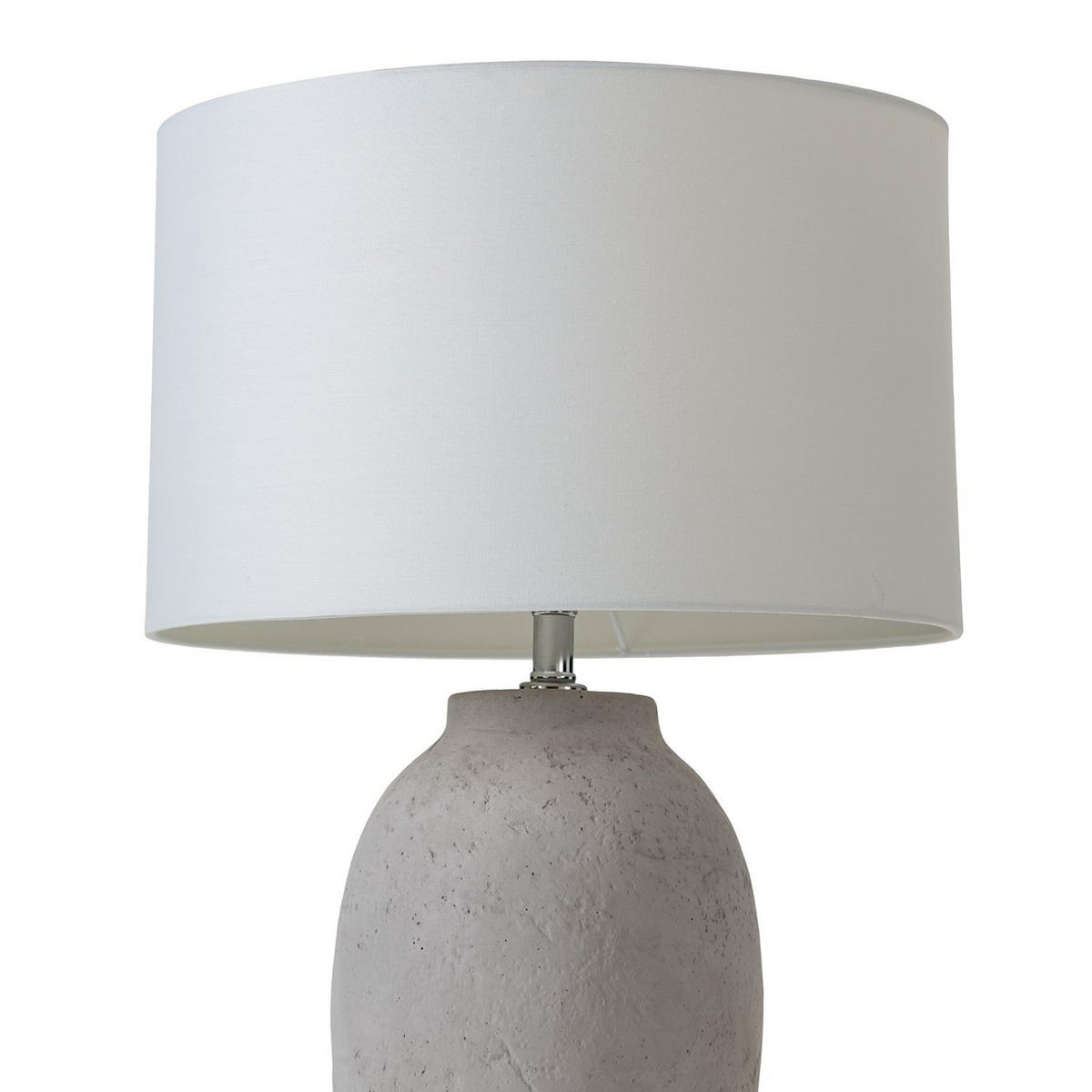 TISCHLEUCHTE - Leinenstoff / Beton, 1-flammig - Weiß, Textil (32/32/50cm) - home24