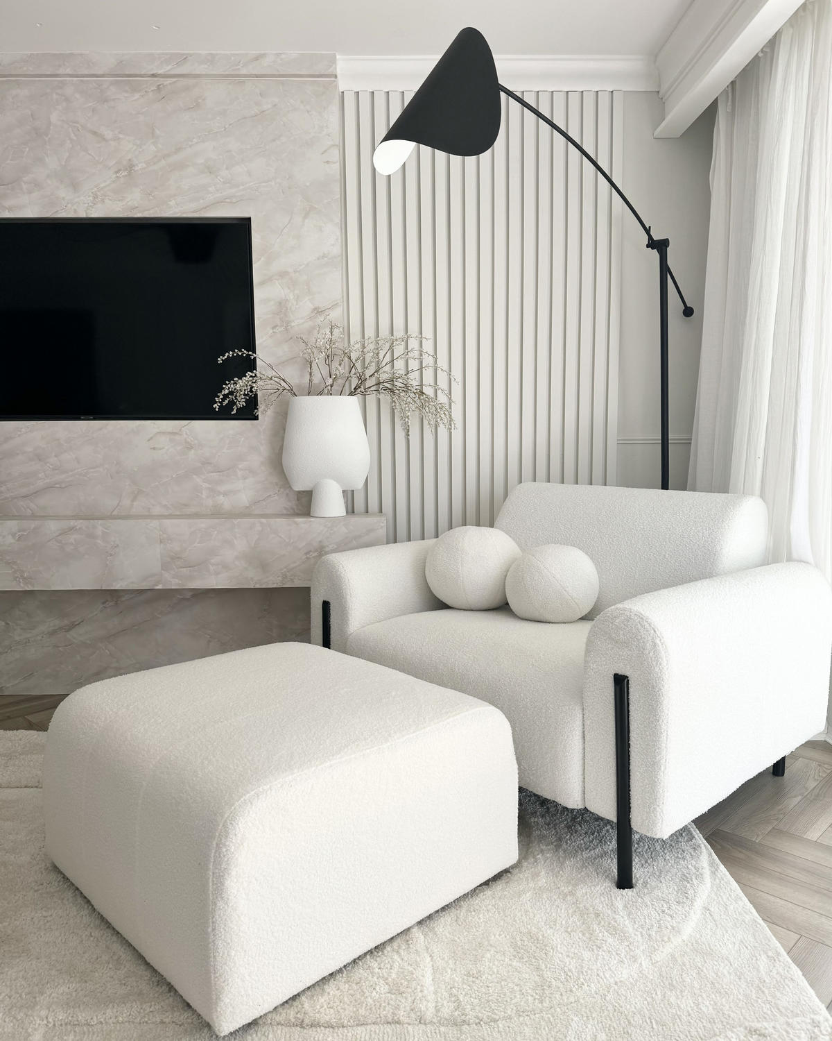 FOTOLIU alb Askim - alb/negru, material textil (123/79/95cm) - Beliani
