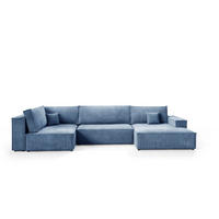 WOHNLANDSCHAFT Pablo Maxi mit Schlaffunktion Himmelblau Cord - Blau, Textil (397/85/148cm) - Bromarkt