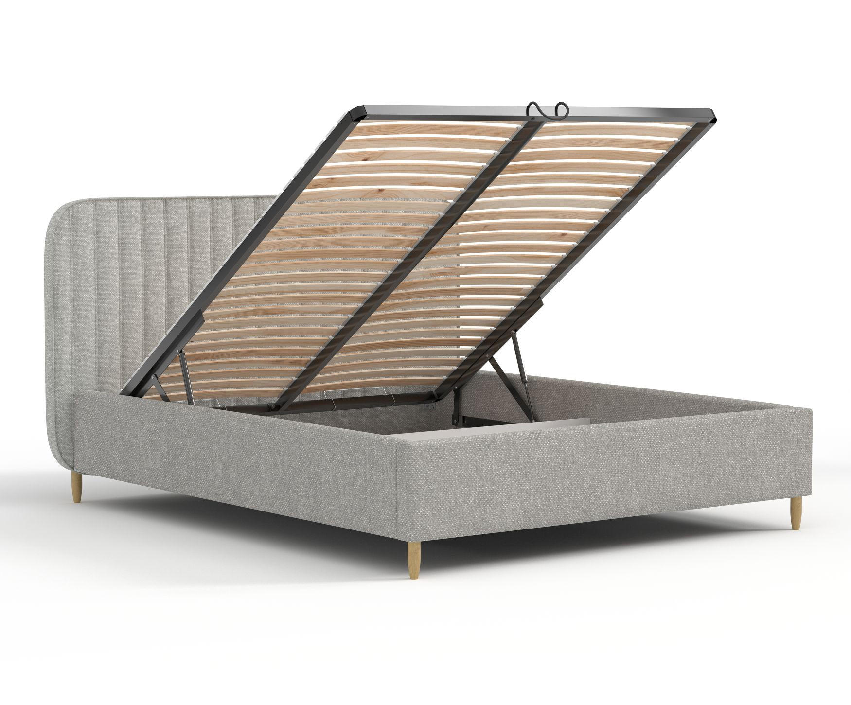 POLSTERBETT Noto Hellgrau 180/200 cm im Chenille-Stoff - Hellgrau/Naturfarben, Holz/Holzwerkstoff (180/200cm) - Maison de Reve