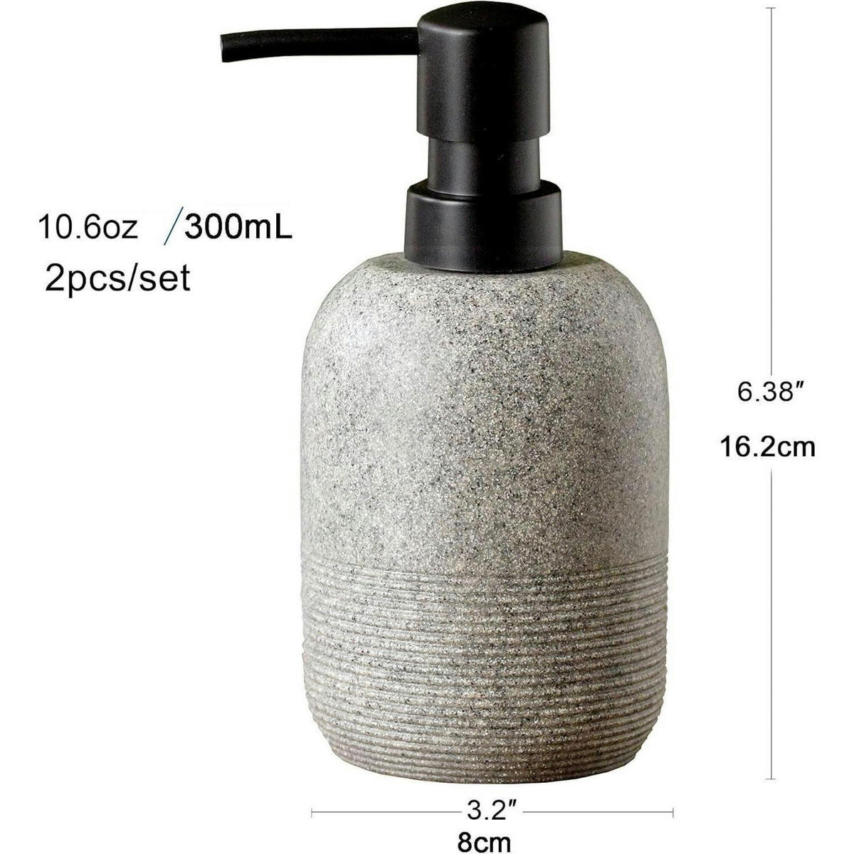 SEIFENSPENDER 2-teiliges Set Harz Sandstein Grau - Grau, Keramik (8/16.2/8cm)