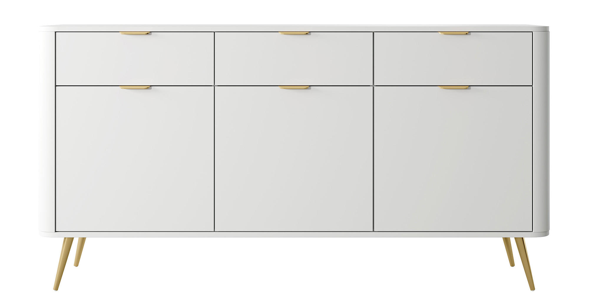 SIDEBOARD Oval Weiß 163,5 cm - Goldfarben/Weiß, Holzwerkstoff/Metall (163.5/84/38cm) - Selsey