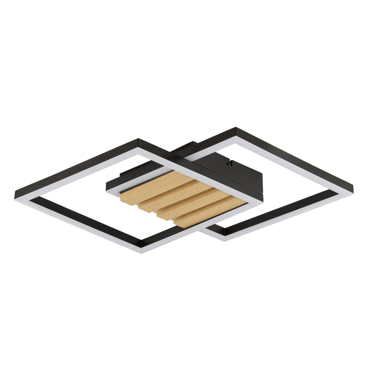 LED DECKENLEUCHTE Kaleo Schwarz/Holz 37,5/37,5/5,3 cm - Multicolor, Metall (37.5/37.5/5.3cm) - Brilliant