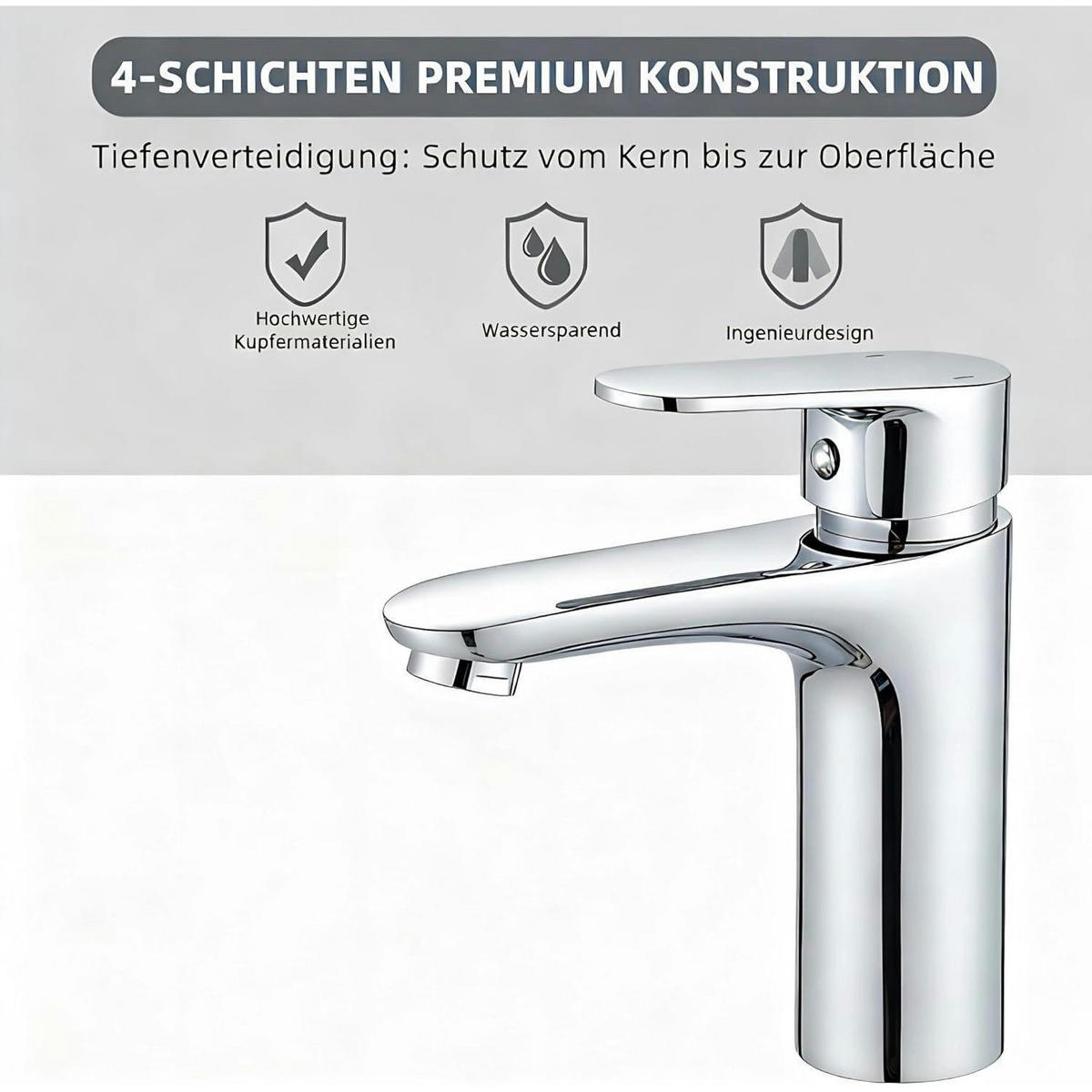 EINHEBEL-BADARMATUR Chrom Energiesparend - Silberfarben, Metall (10/15/14cm)