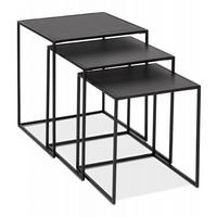 BEISTELLTISCH-SET Schwarz Holz Metall Stapelbar 50x50x50 45x45x45 40x40x40 cm - Schwarz, Holz/Metall (50/50/50cm) - KADIMA DESIGN