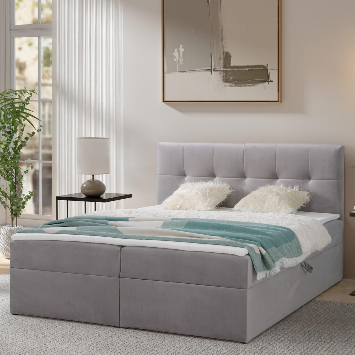BOXBETT Toronto 140x200 Bonell-Matratze H3 und Topper - Silberfarben/Grau, Holz/Holzwerkstoff (140/200cm) - Ravio
