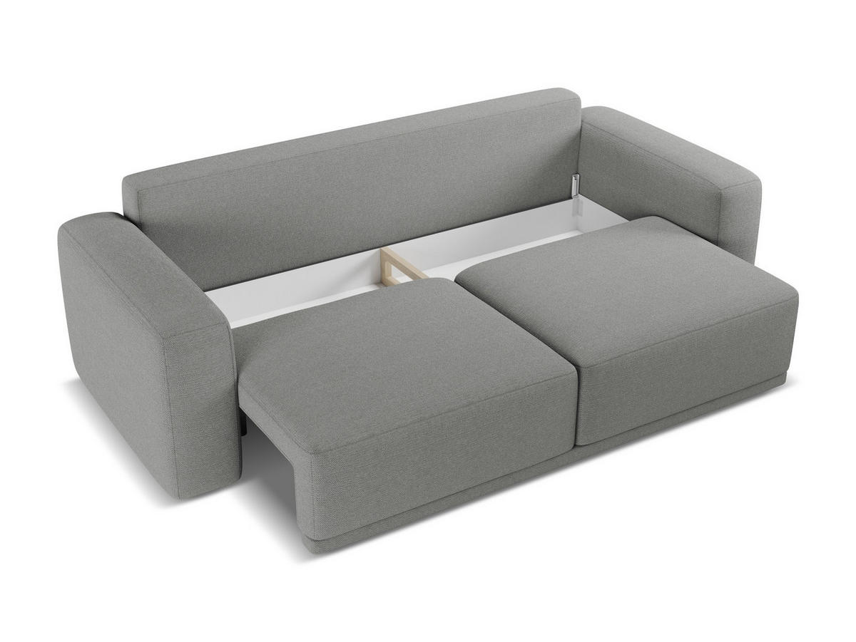 3-SITZER SOFA mit Schlaffunktion Chenille Stoff Grau - Schieferfarben/Schwarz, Kunststoff/Textil (242/91/100cm) - Makamii