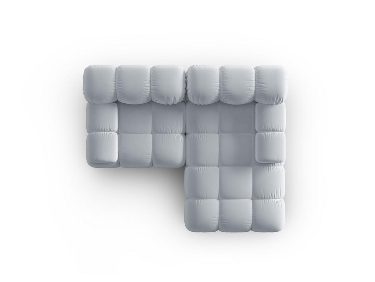 MODULARES-ECKSOFA rechts Bellis aus Samt hellblau 3 Sitzplätze - Hellblau, Textil (157/191cm) - Micadoni