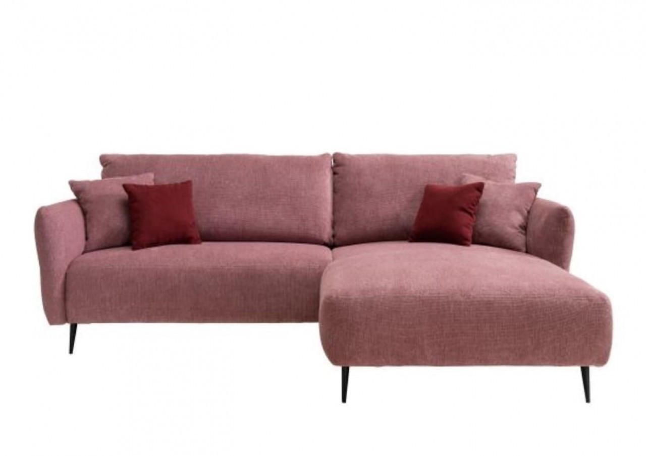 ECKSOFA mit verstellbare Armlehnen, beidseitig montierbar - Rot/Schwarz, Textil/Metall (286/178cm) - myHomelando