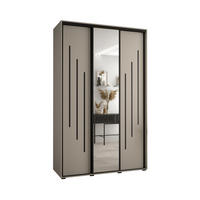 SCHWEBETÜRENSCHRANK 235,2/150/60 2-türig - Kaschmir/Schwarz, Holz/Metall (150/235.2/60cm) - MÖBEL KRYSPOL