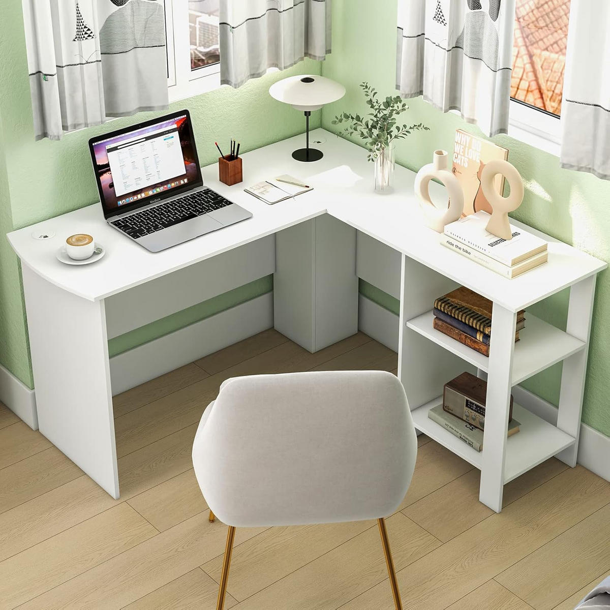 DATORBORD vitt - Vit, Träbaserade material (130/130/74cm) - COSTWAY