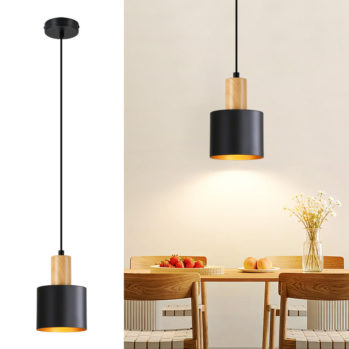 PENDELLEUCHTE Corinor 12/10/173.5 cm - Schwarz, Metall (12/10/173.5cm) - ZMH