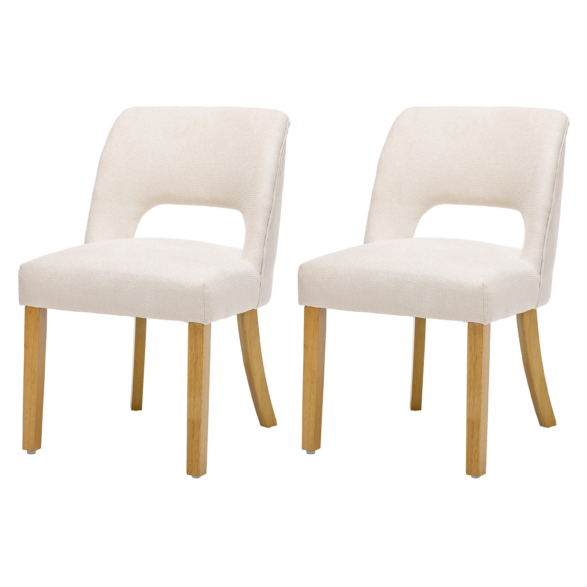 ESSZIMMERSTÜHLE 2er Beige Leinen Massivholz modern - Beige, Naturmaterialien (50/81/58cm) - FLIEKS