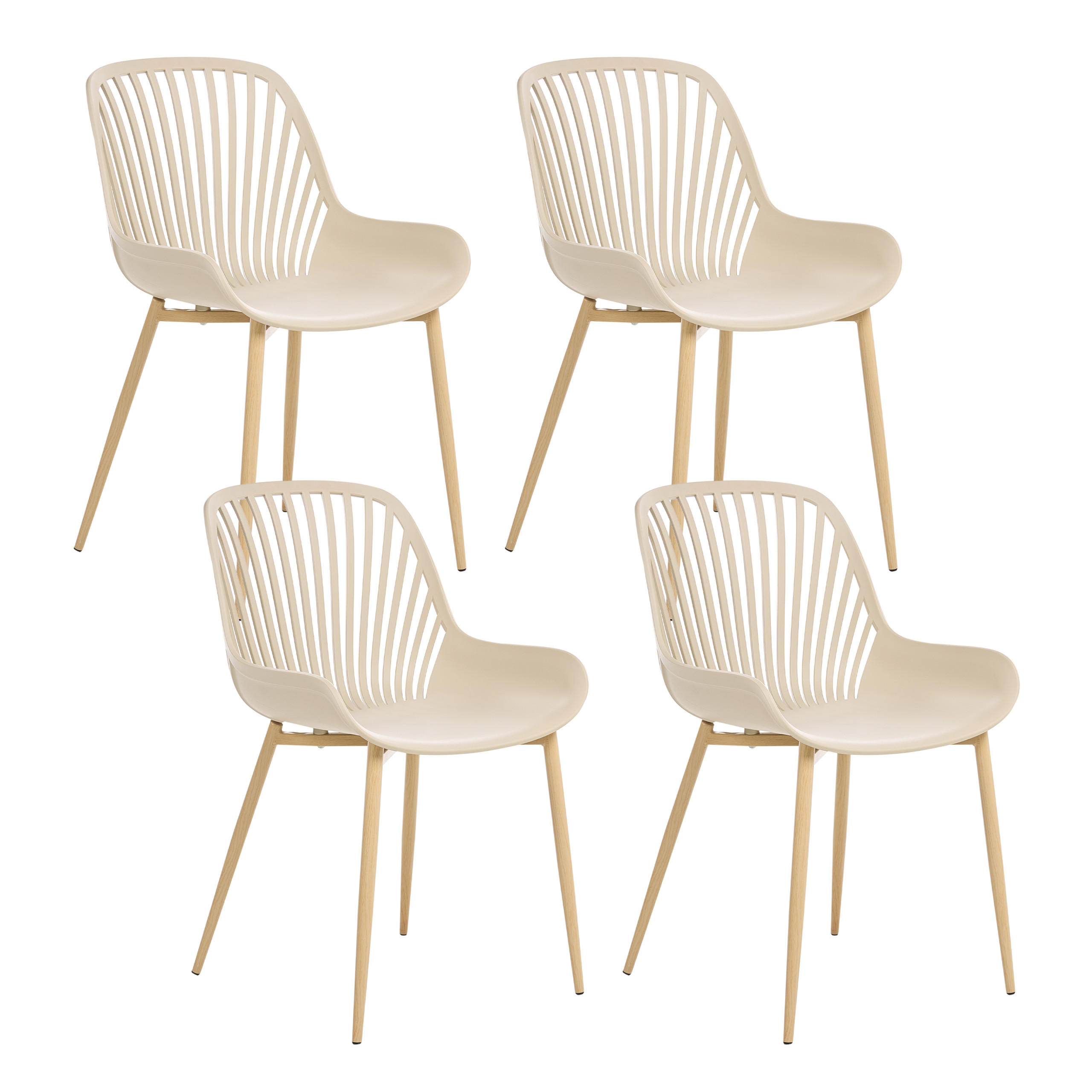 ESSZIMMERSTUHL 4er Set Beige Kleve - Hellbraun/Beige, Kunststoff (49/82/57cm) - Beliani