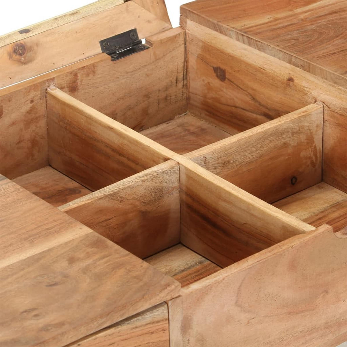 SCHMINKTISCH mit klappbarem Spiegel und 3 Schubladen, 112/45/76 cm, aus Massives Akazie - Schwarz/Braun, Holz (45/45/112cm) - vidaXL