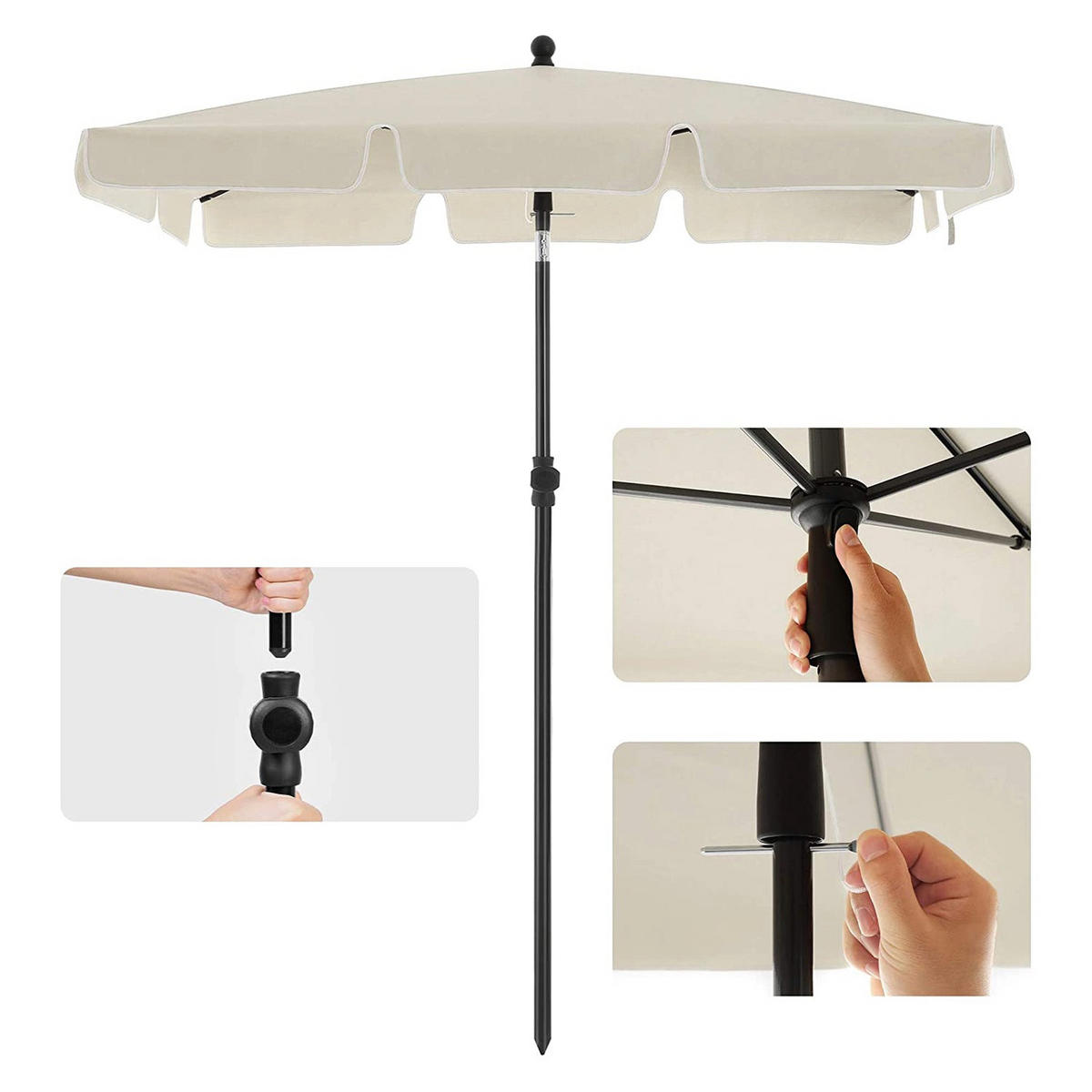 SONNENSCHIRM RECHTECKIG - Beige, Textil (125/200cm) - Hansiro