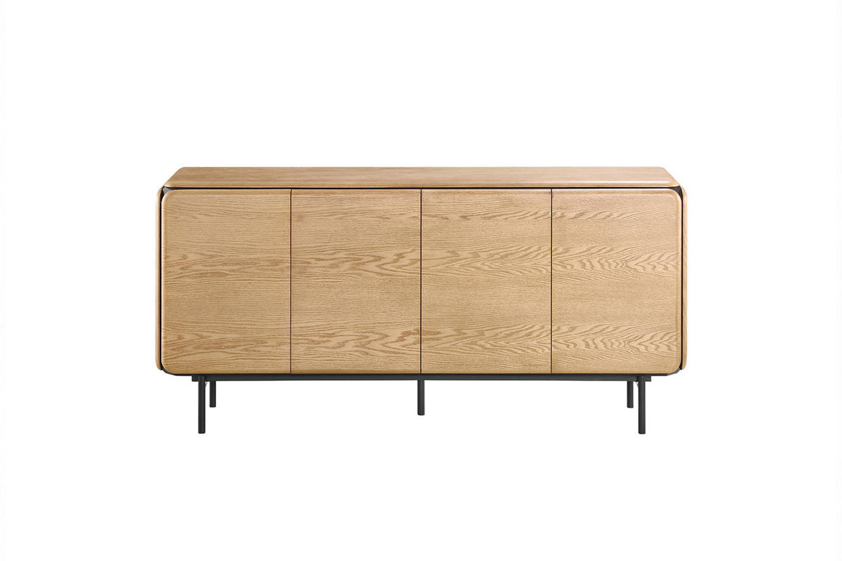 SIDEBOARD AVRIL Braun Eiche - Schwarz/Braun, Holzwerkstoff/Metall (181/87/40cm) - KAWOLA