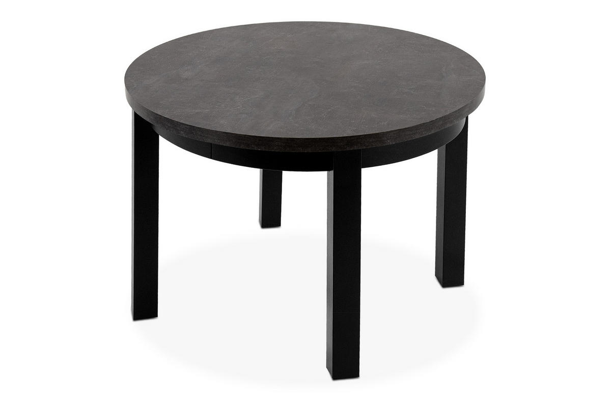 ESSTISCH BALTE Ausziehbar 100-220cm Rund, Beton/schwarz - Schwarz, Holz (100/220/76cm) - KONSIMO®