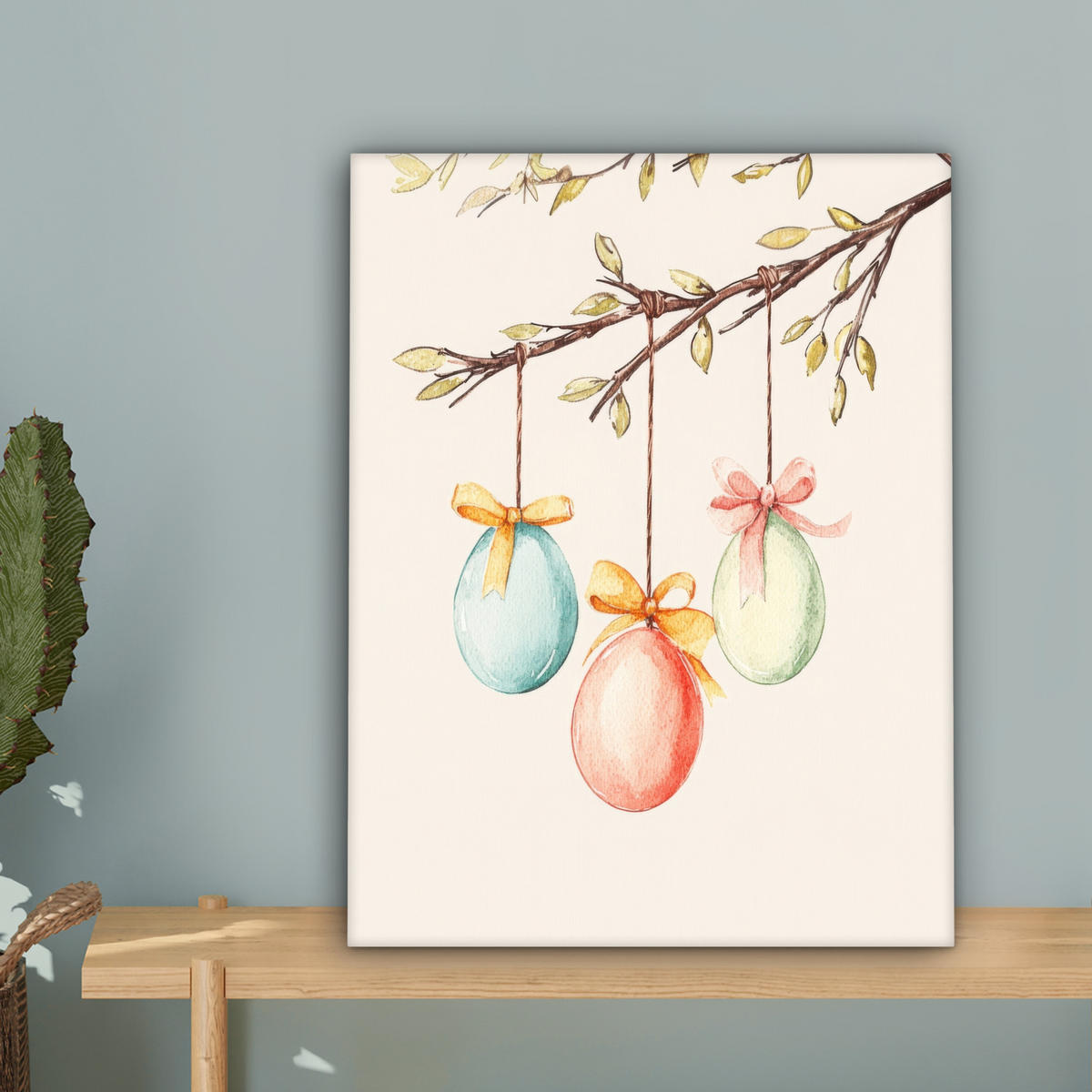 LEINWANDBILD Osterkuchen - Schleife - Eier Room Decor 30x40 cm - Creme, Textil (30/40cm) - MuchoWow