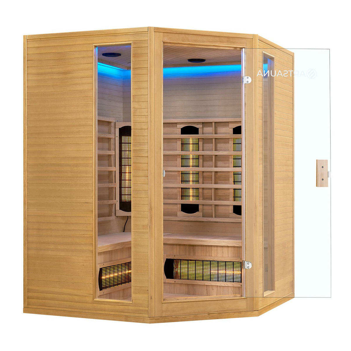 INFRAROTKABINE Nyborg E150V mit Vollspektrum-, Flächenstrahlern & Hemlockholz - Naturfarben, Holz (150/190/150cm) - Artsauna