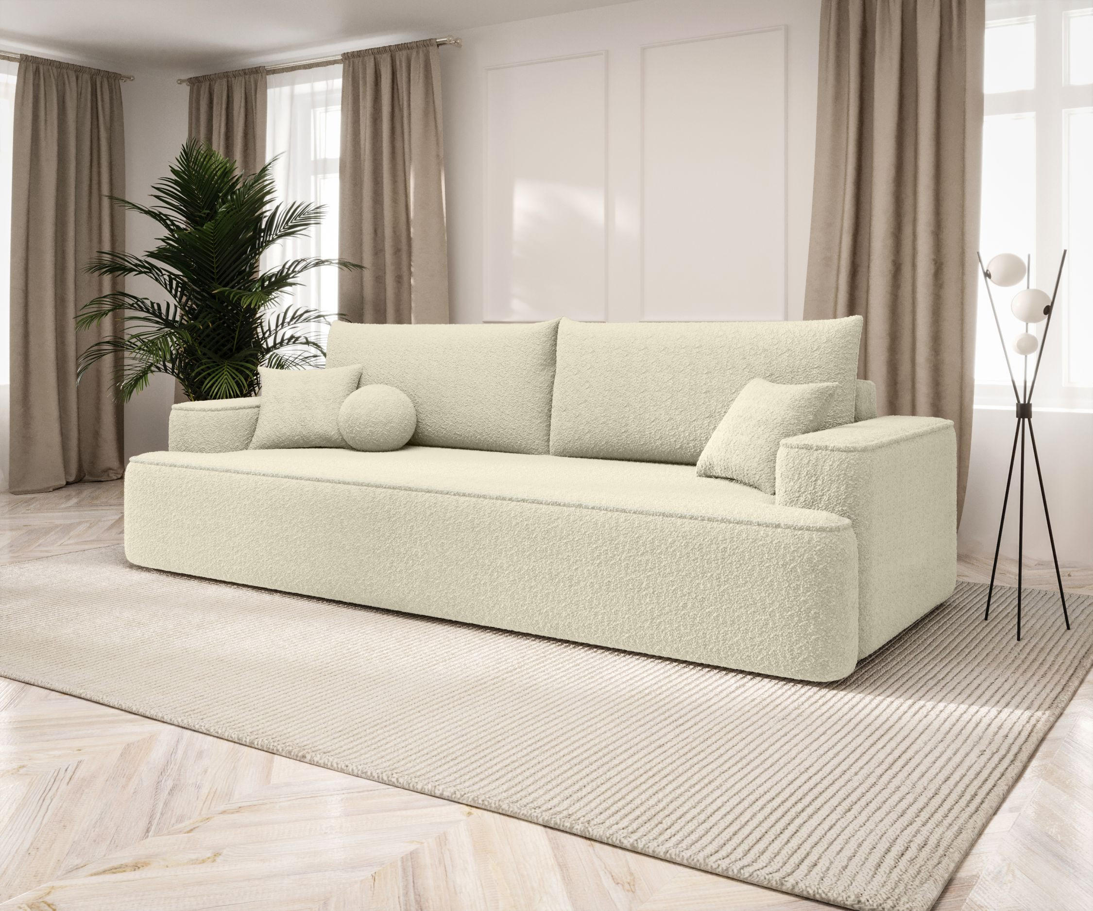 SOFA mit Schlaffunktion FIGO Quelle 02 - Ecru, Textil (250/75/150cm) - Bedante