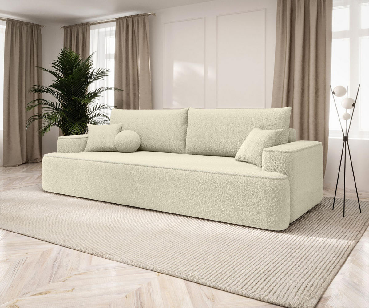 SOFA mit Schlaffunktion FIGO Quelle 02 - Ecru, Textil (250/75/150cm) - Bedante