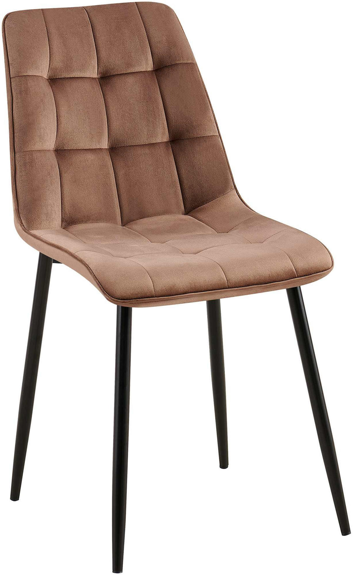 STUHL Samt braun - Schwarz/Braun, Textil/Metall (47/89/61cm) - CLP