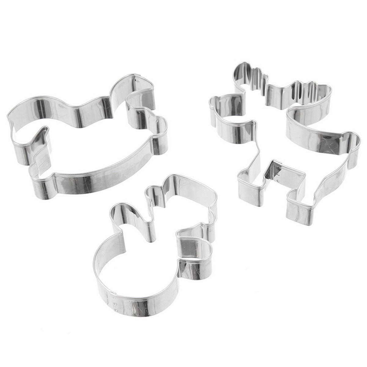 AUSSTECHFORMEN-SET Winterfiguren 3-teilig Silber - Silberfarben, Metall (6.5/1.5/6.5cm) - Orion 