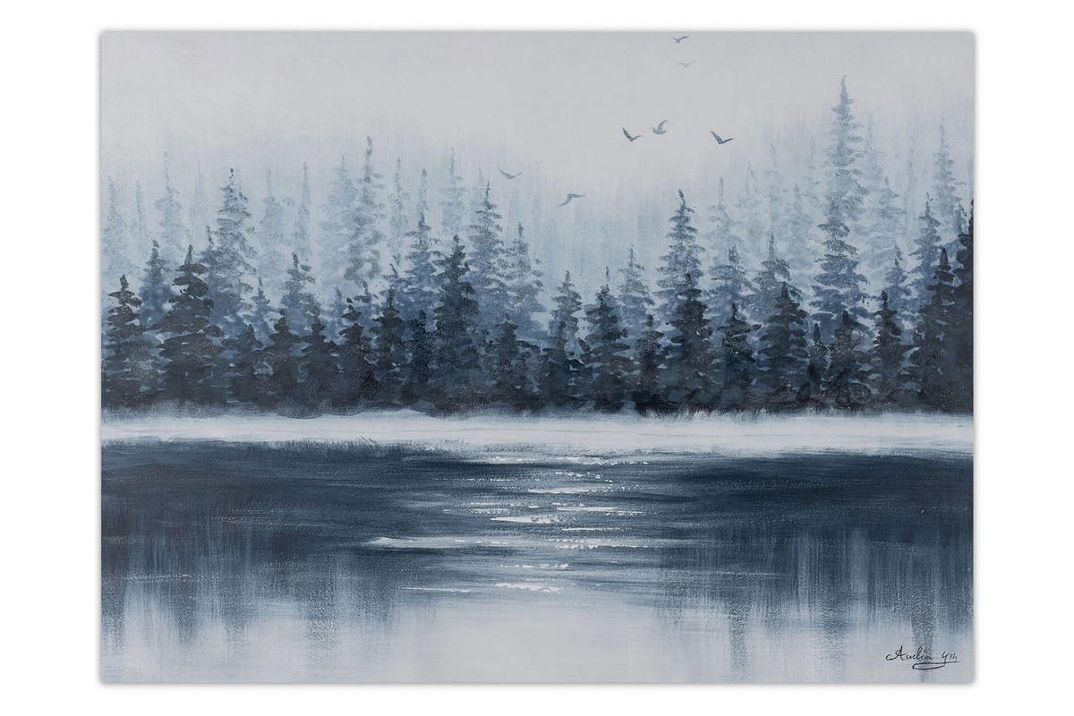 ACRYLBILD HANDGEMALT 100/75 cm - Blau/Weiß, Holz/Textil (2/75cm) - KUNSTLOFT