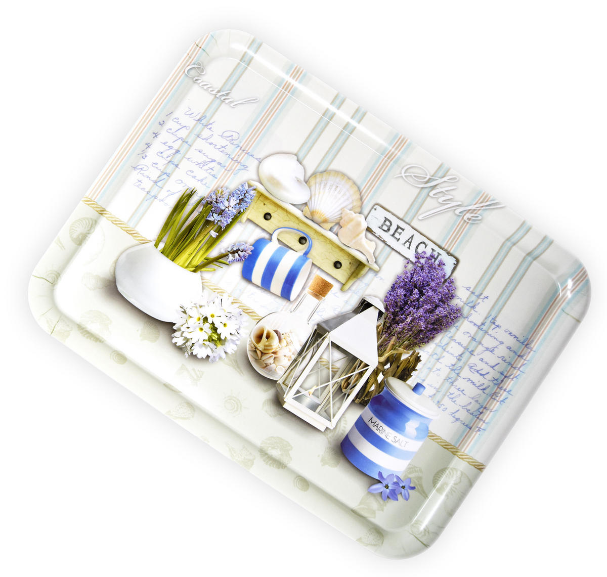 TABLETT Strandoase, rechteckige Melamin Serviertablett 50x37 cm - Blau, Kunststoff (37/2/50cm) - Lashuma