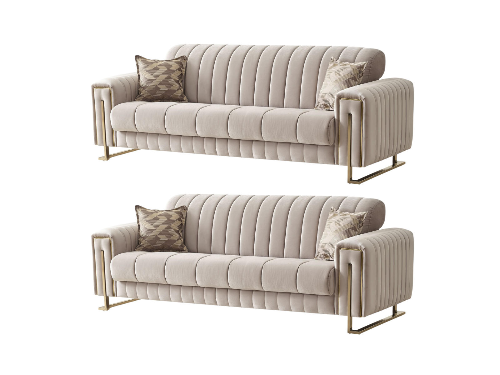 SITZGARNITUR Kochi, Beige Stellvariante 2+2 - Beige, Holzwerkstoff/Metall (178/85/95cm)