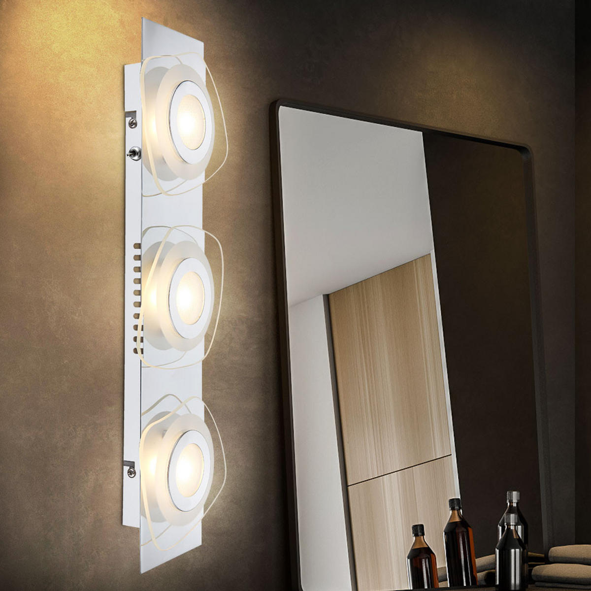 LED WANDLEUCHTE LOBBY Chrom Silber - Silberfarben, Glas (5/46/14cm) - Globo Lighting