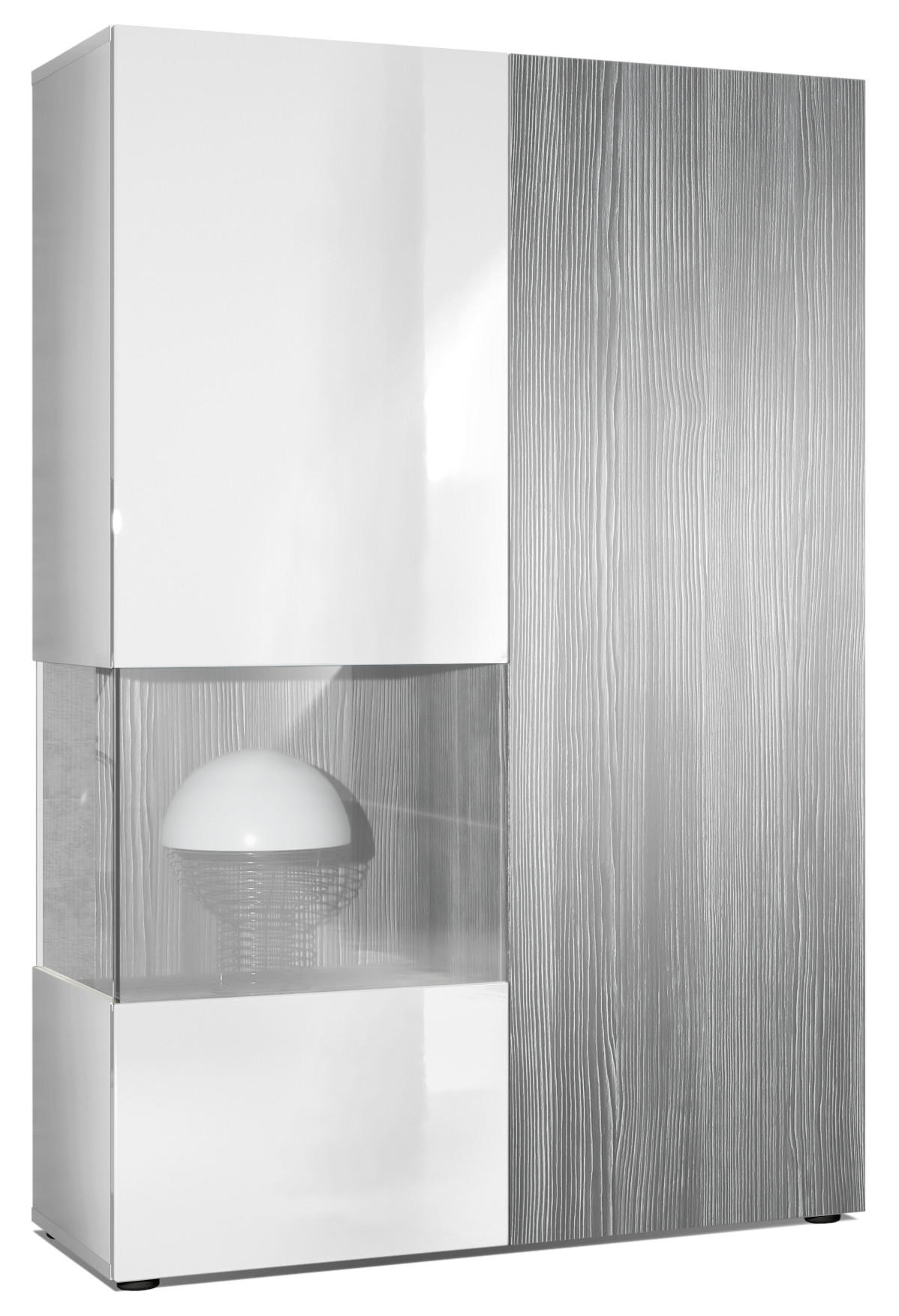 VITRINE Morena Tür und Einsatz in Avola-Anthrazit - Anthrazit, Holzwerkstoff (91.5/136.5/37cm) - Vladon